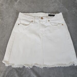 Blank NYC Mini‎ Skirt Womens 26 White Distressed Hem Casual
